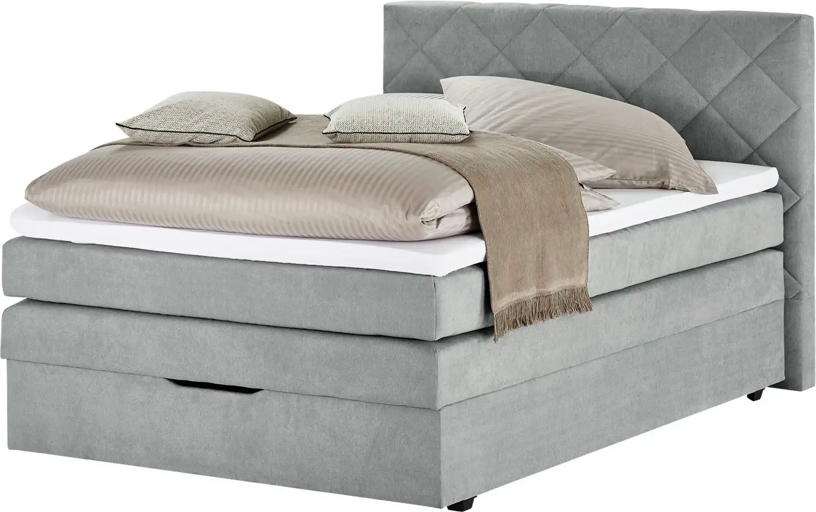 Boxspringbett mit Bettkasten Princess ¦ grau ¦ Maße (cm): B: 132 H: 116 Betten > Boxspringbetten - Höffner