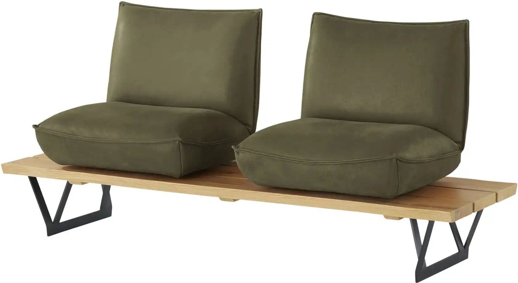 KOINOR Kufenbank Leder Schwof ¦ grün ¦ Maße (cm): B: 190 H: 88 T: 70.0 Bänke > Einzelbänke - Höffner