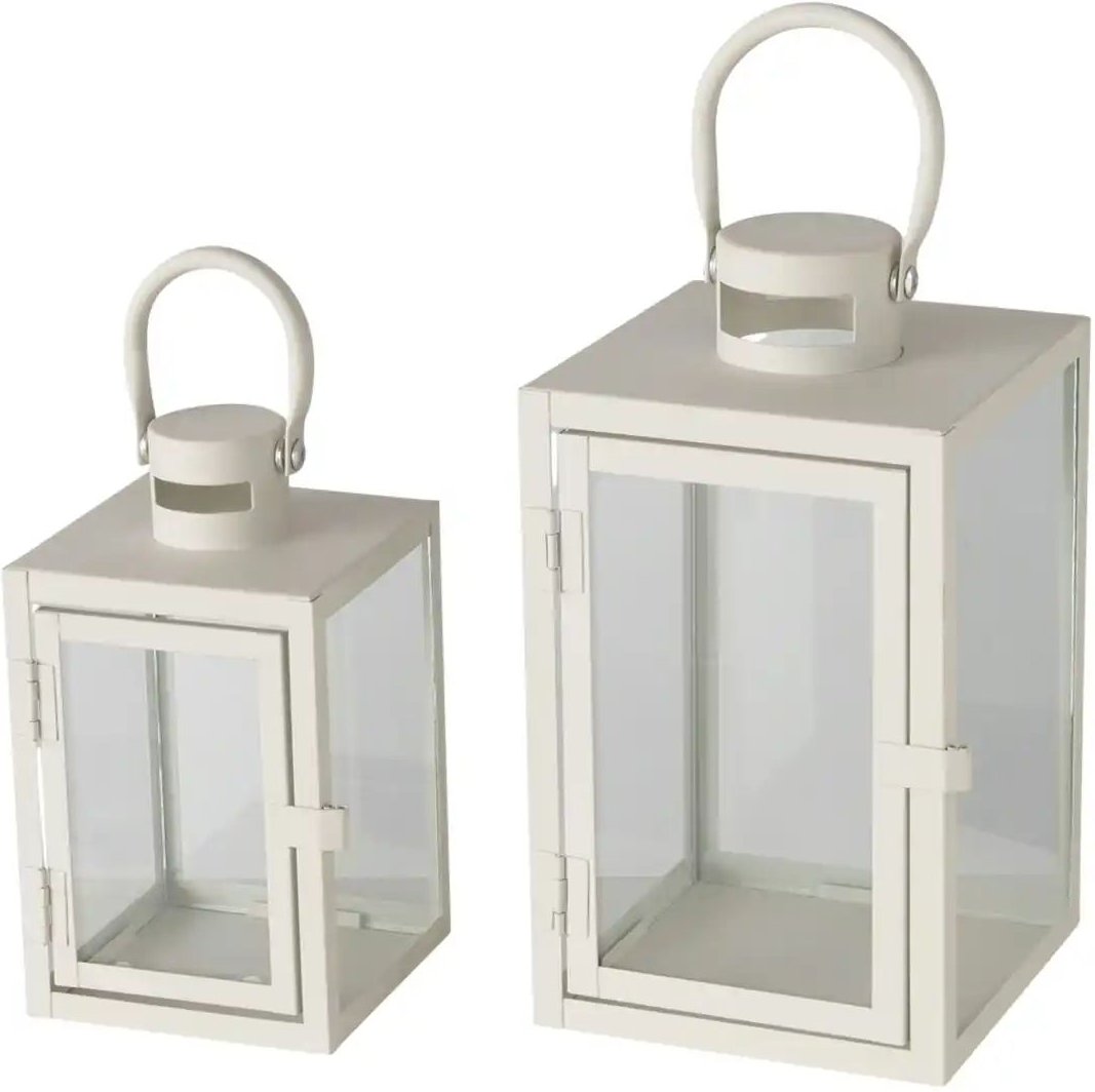 Thumbnail - Laterne 2er-Set ¦ grau ¦ Eisen,Glas ¦ Maße (cm): B: 14,5 H: 23,8 Accessoires > Kerzen & Kerzenständer - Höffner