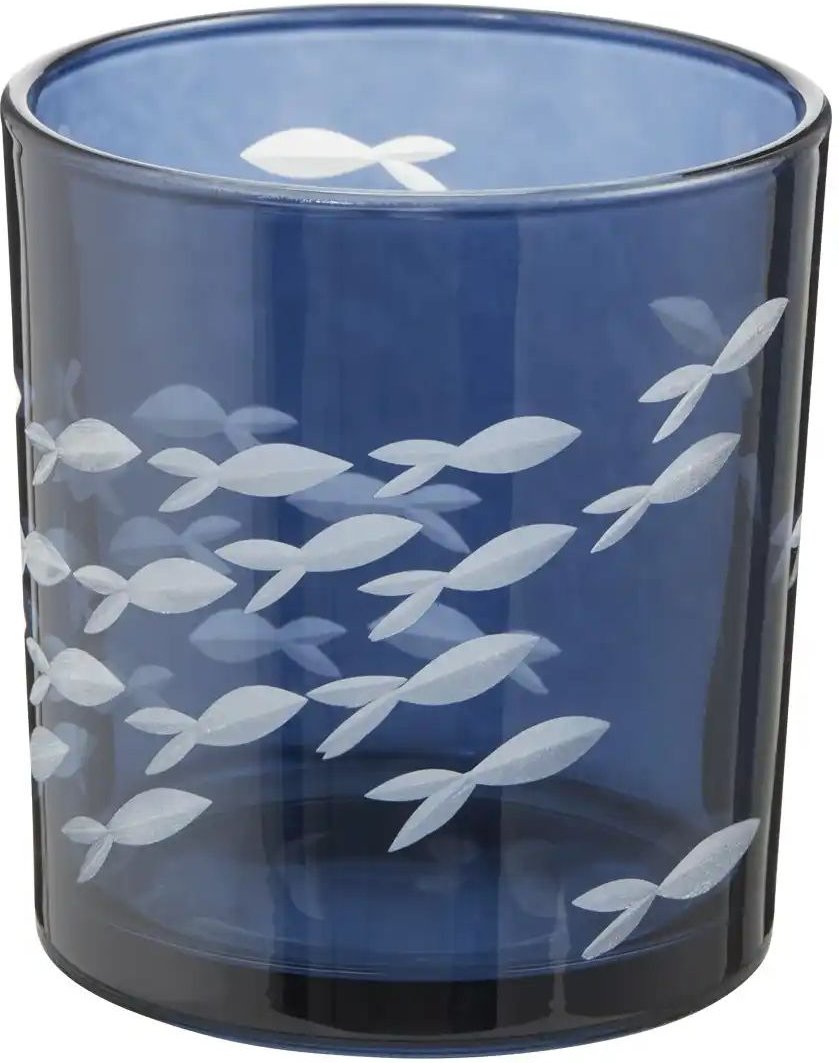 HOME STORY Teelichtglas Fische ¦ blau ¦ Glas ¦ Maße (cm): H: 8 Ø: 7.3 Accessoires > Kerzen & Kerzenständer > Teelicht...