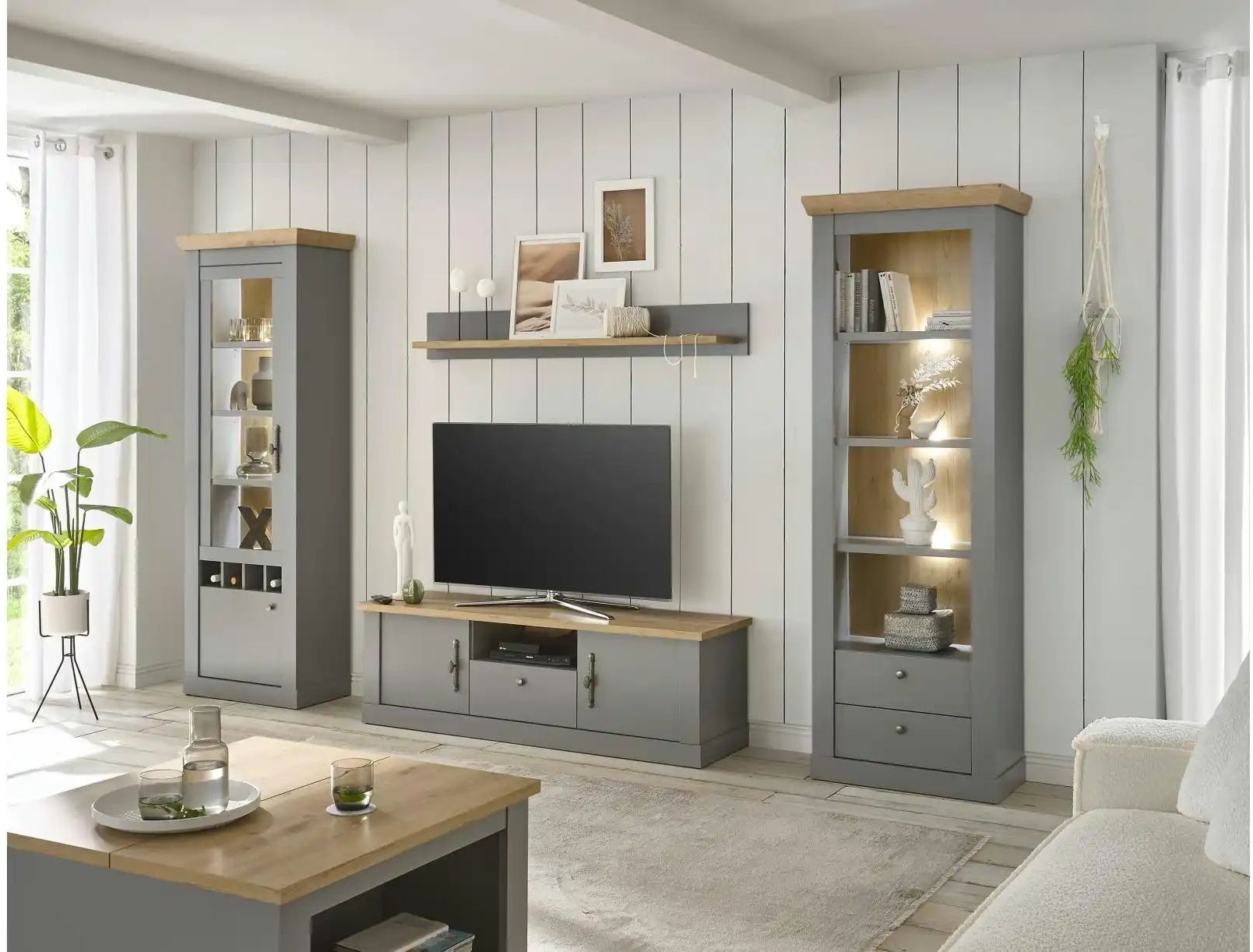 Wohnwand Claira ¦ grau ¦ Maße (cm): B: 320 H: 201 T: 44.0 Kommoden & Sideboards > Wohnwände - Höffner