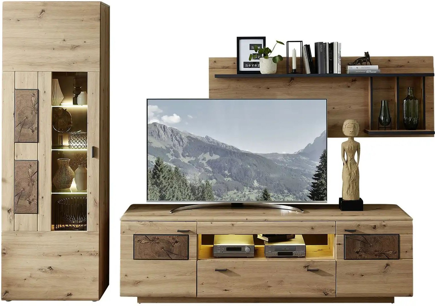 uno Wohnkombination Madera II ¦ holzfarben ¦ Maße (cm): B: 300 H: 201 T: 47.0 Kommoden & Sideboards > Wohnwände - Höffn...