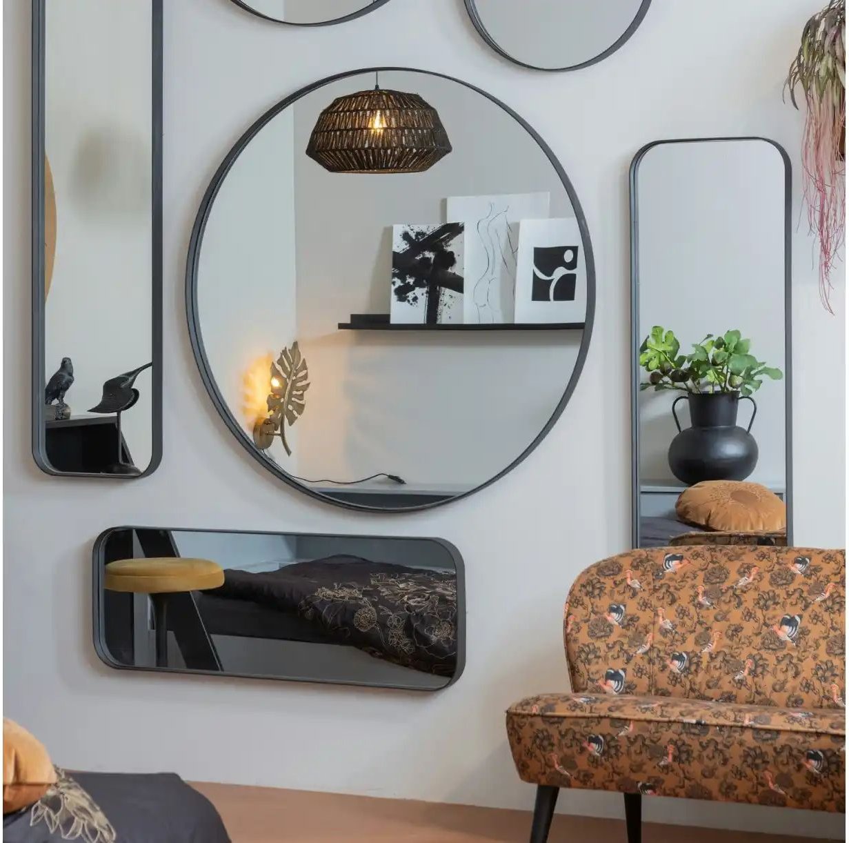 WOOOD Spiegel ¦ schwarz ¦ Metall,Glas ¦ Maße (cm): H: 80 Ø: 80 Accessoires > Spiegel - Höffner