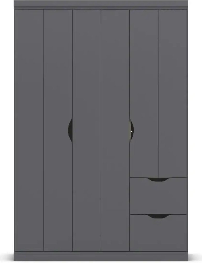 Kleiderschrank mit Schubladen Frieda ¦ grau ¦ Maße (cm): B: 136 H: 203 Schränke > Kleiderschränke > Drehtürenschränke - ...