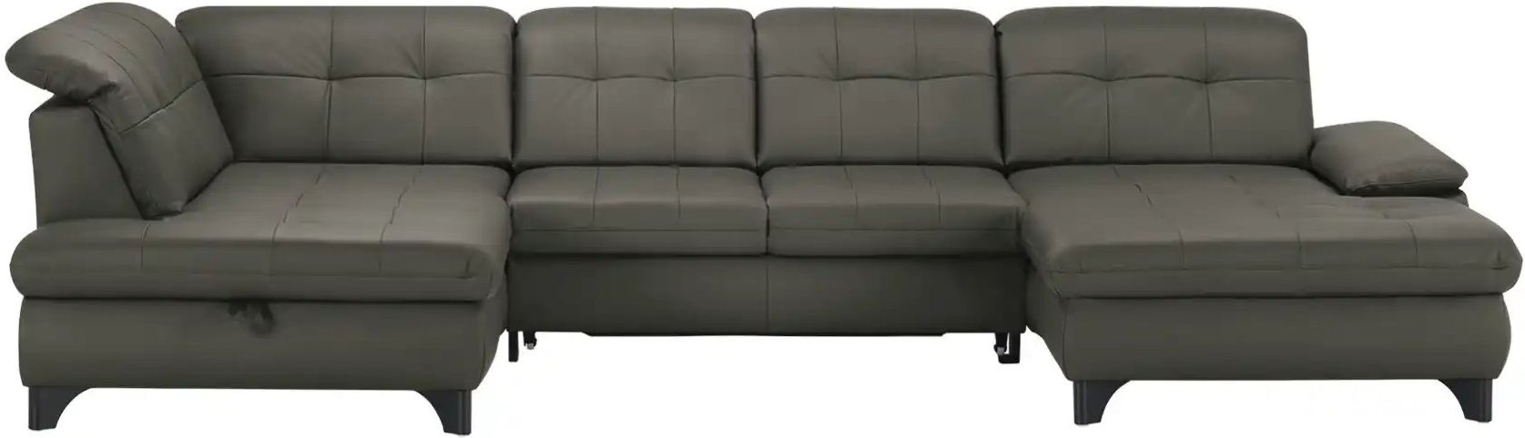 Thumbnail - Lounge Collection Wohnlandschaft Leder Jona ¦ grau ¦ Maße (cm): B: 368 H: 100 T: 194.0 Polstermöbel > Sofas > Schlafsof...