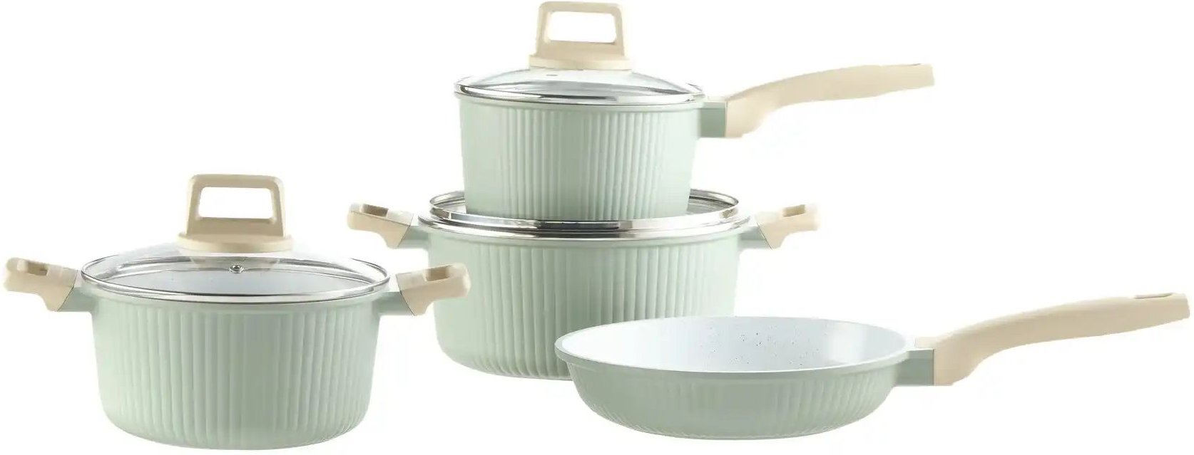 KHG Topfset Sofia ¦ grün ¦ Aluminium-Guss ¦ Maße (cm): B: 36 H: 20 Töpfe & Pfannen & Zubehör > Pfannen > Keramikpfannen...