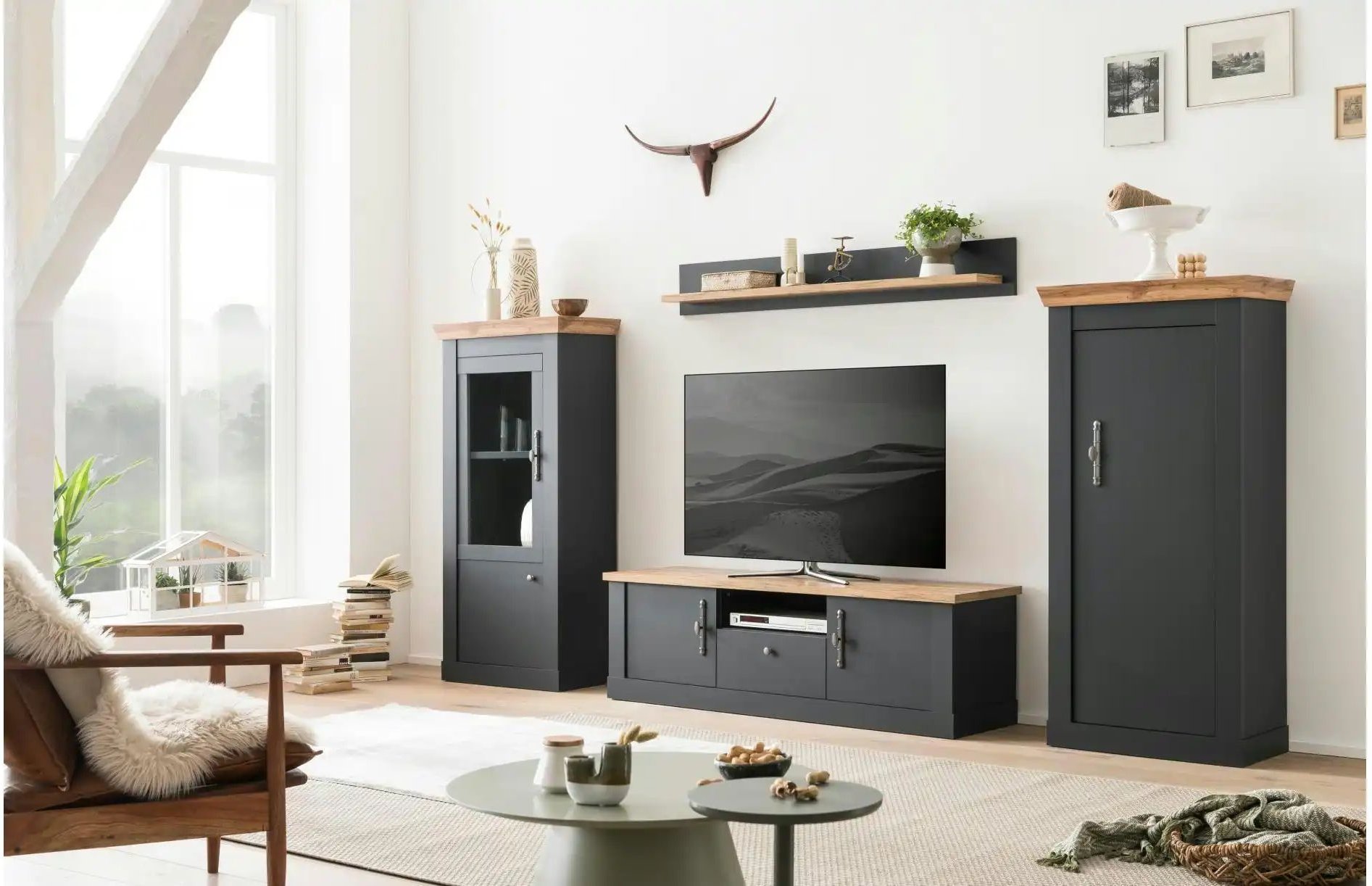 Thumbnail - Wohnwand Calella ¦ grau ¦ Maße (cm): B: 170 H: 322 T: 45.0 Kommoden & Sideboards > Wohnwände - Höffner