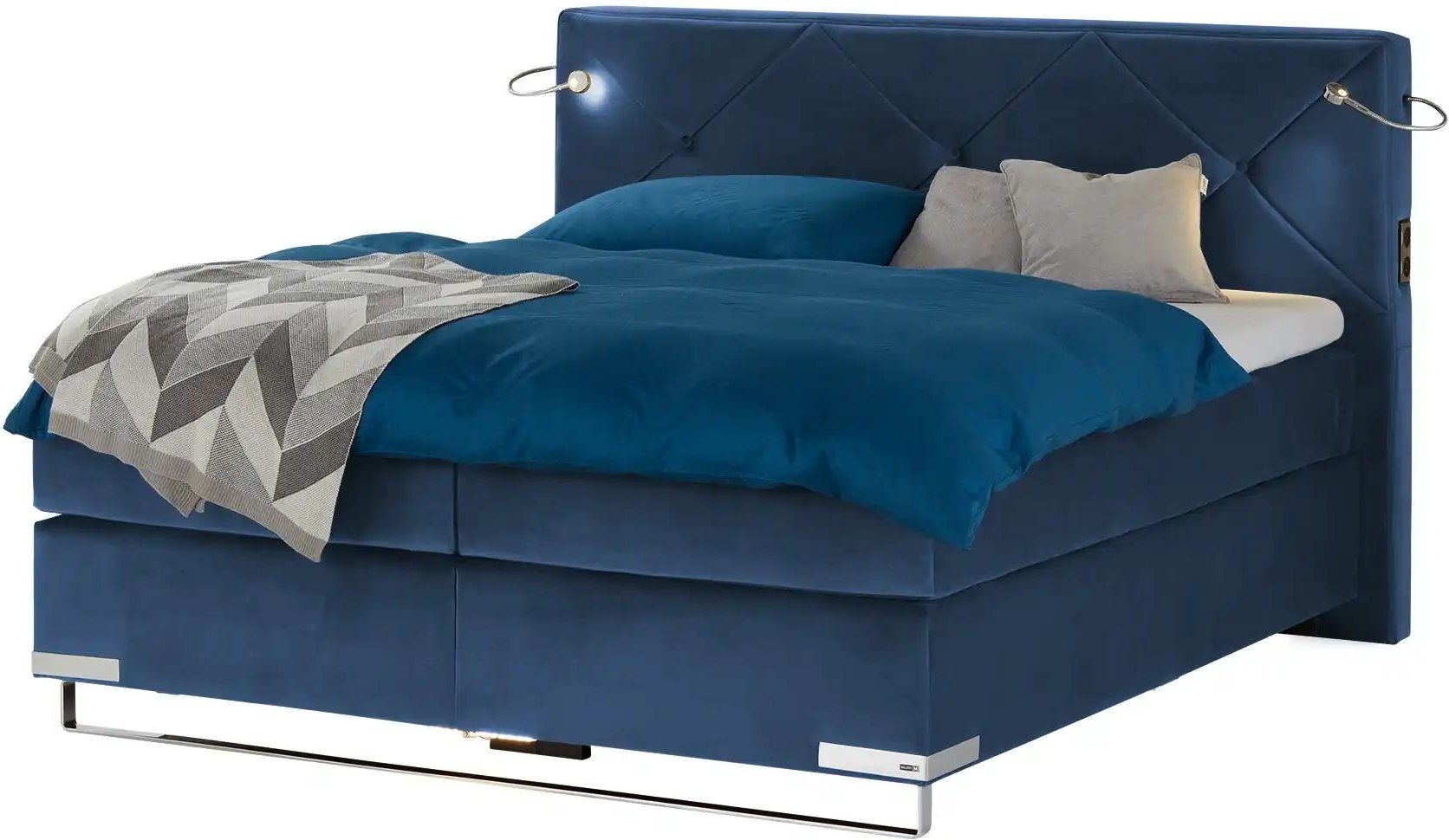 Thumbnail - Musterring Boxspringbett Premiumversion Dubai ¦ blau ¦ Maße (cm): B: 177 H: 124 Betten > Boxspringbetten - Höffner