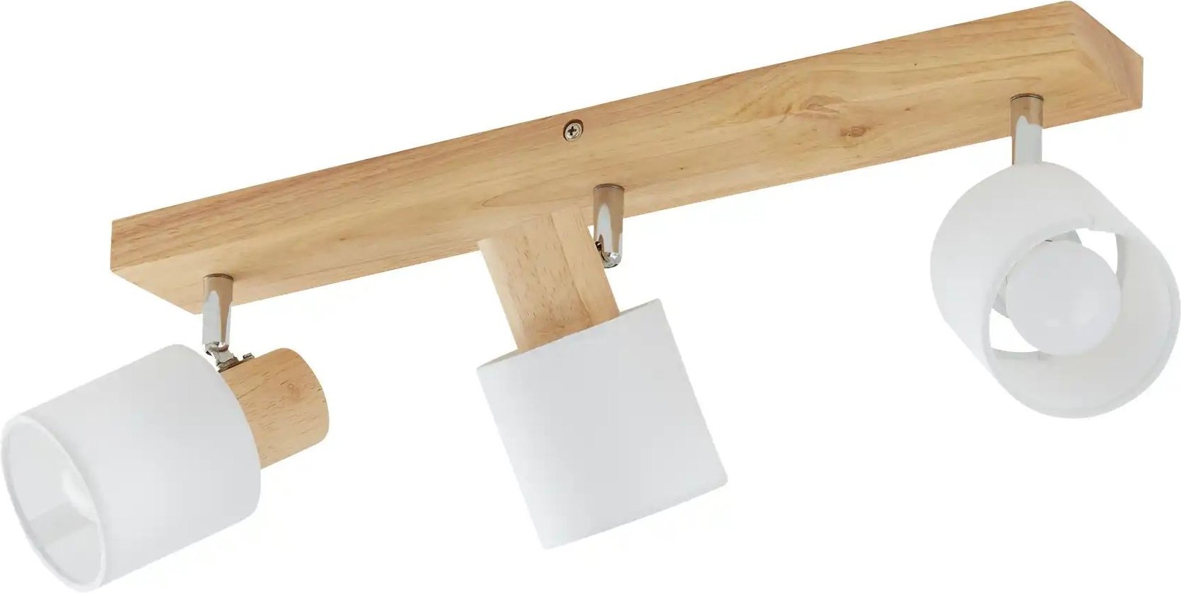 Thumbnail - KHG Deckenstrahler 3-flammig Holz/ Stoffschirm weiß ¦ holzfarben ¦ Maße (cm): B: 60 H: 12,5 T: 8.0 Lampen & Leuchten...