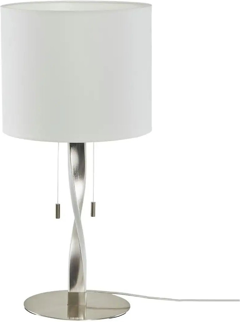 Trio Tischleuchte NIckel matt mit Stoffschirm ¦ silber ¦ Maße (cm): H: 62 Ø: 30 Lampen & Leuchten > Tischlampen - Hö...