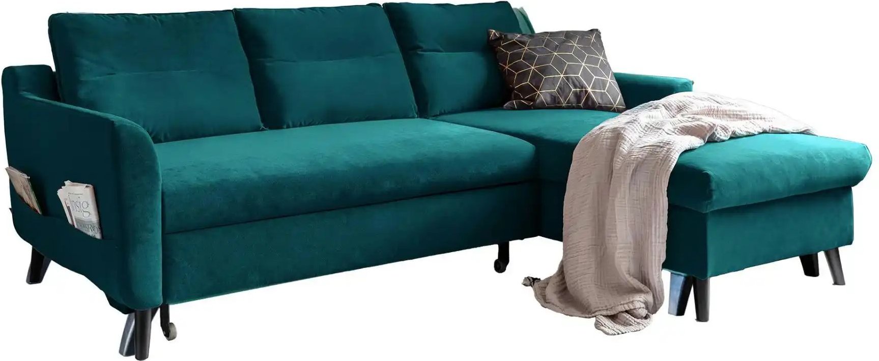 Miuform Ecksofa mit Schlaffunktion Stylish Stan ¦ türkis/petrol ¦ Maße (cm): B: 224 H: 90 Polstermöbel > Sofas > Ecksofa...