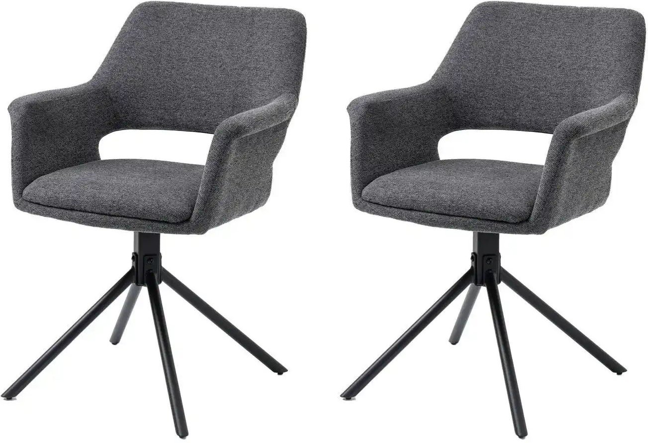 by Living Armlehnenstuhl 2er-Set Elenore ¦ grau ¦ Maße (cm): B: 57 H: 82 Stühle > Esszimmerstühle > Esszimmerstühle mit...