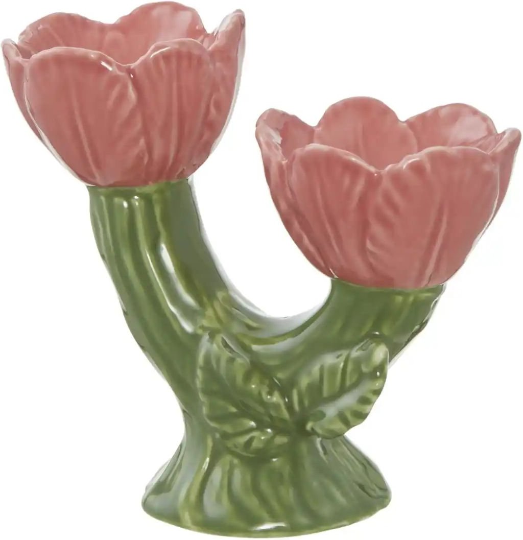 HOME STORY Kerzenhalter Blüte ¦ rosa/pink ¦ Porzellan ¦ Maße (cm): B: 6,7 H: 12,3 Accessoires > Kerzen & Kerzenständer...