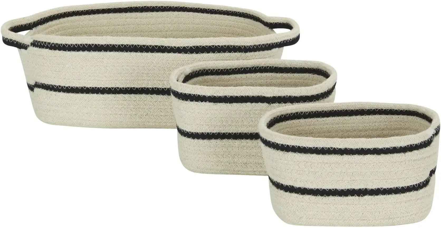 HOME STORY Aufbewahrungskorb 3er Set ¦ creme ¦ Naturfaser,Polyester ¦ Maße (cm): B: 23 H: 13 Aufbewahrung > Körbe - H...