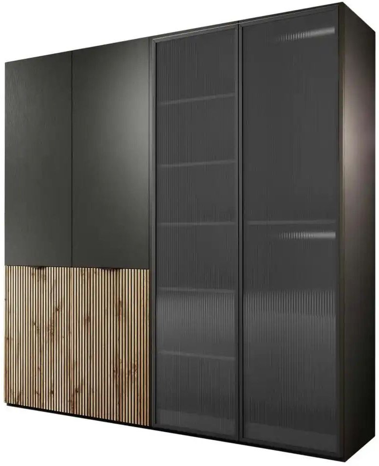 Thumbnail - Drehtürenschrank mit Glastüren Sandbox ¦ schwarz ¦ Maße (cm): B: 202 H: 200 Schränke > Kleiderschränke > Drehtürenschrän...