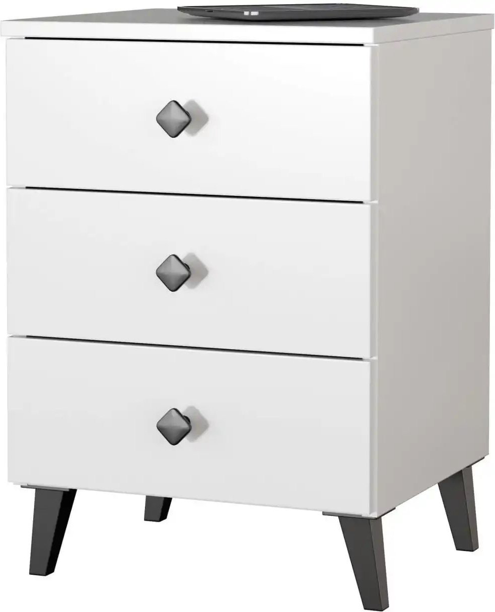 Nachttisch mit 3 Schubladen Lara ¦ weiß ¦ Maße (cm): B: 40 H: 58 Tische > Nachttische - Höffner