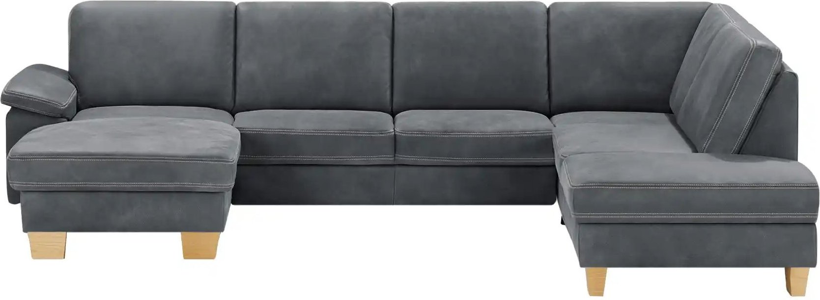 meinSofa Wohnlandschaft Leder Samu ¦ grau ¦ Maße (cm): B: 316 H: 90 T: 235.0 Polstermöbel > Sofas > Wohnlandschaften - H...