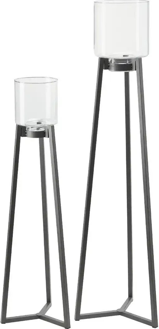 Windlicht  2er-Set   ¦ schwarz ¦ Eisen,Glas ¦ Maße (cm): B: 39 H: 143 Accessoires > Kerzen & Kerzenständer - Höffner