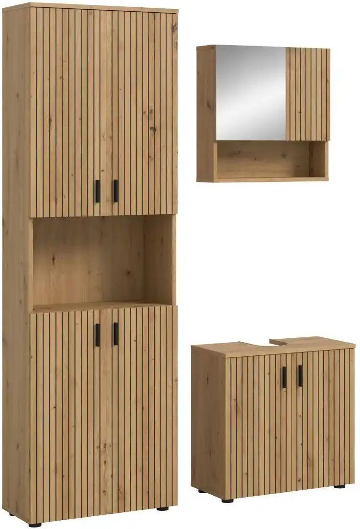 Badkombination Mönchsee ¦ holzfarben ¦ Maße (cm): B: 135 H: 192 Schränke > Badschränke > Komplett-Badkombinationen - Hö...