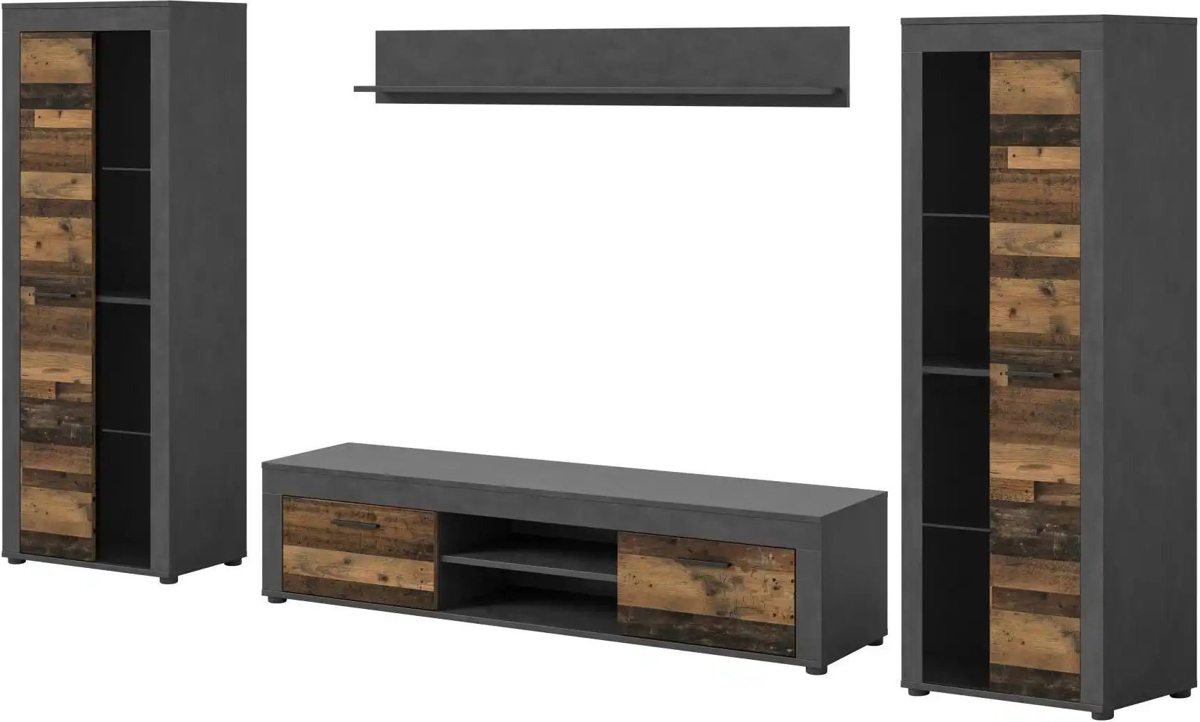 Wohnwand Bardenas ¦ schwarz ¦ Maße (cm): B: 310 H: 159 T: 35.0 Kommoden & Sideboards > Wohnwände - Höffner