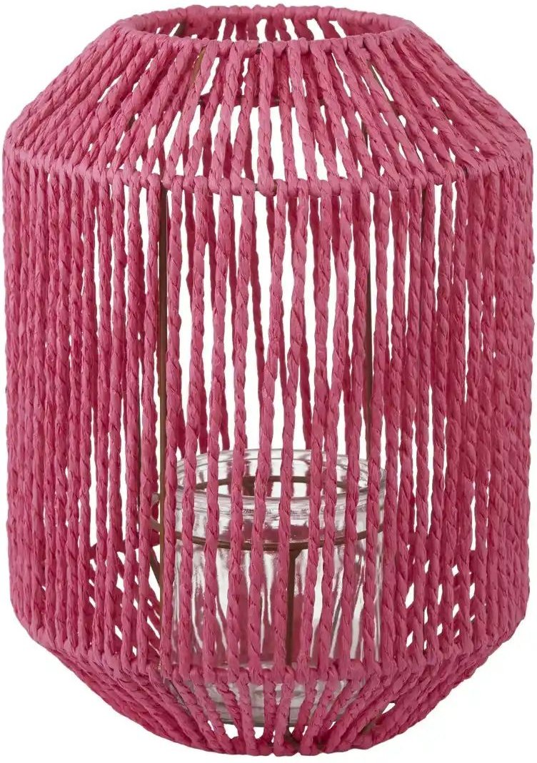 HOME STORY Laterne ¦ rosa/pink ¦ Metall,Glas,Papier ¦ Maße (cm): H: 30 Ø: 22 Accessoires > Kerzen & Kerzenständer - H...