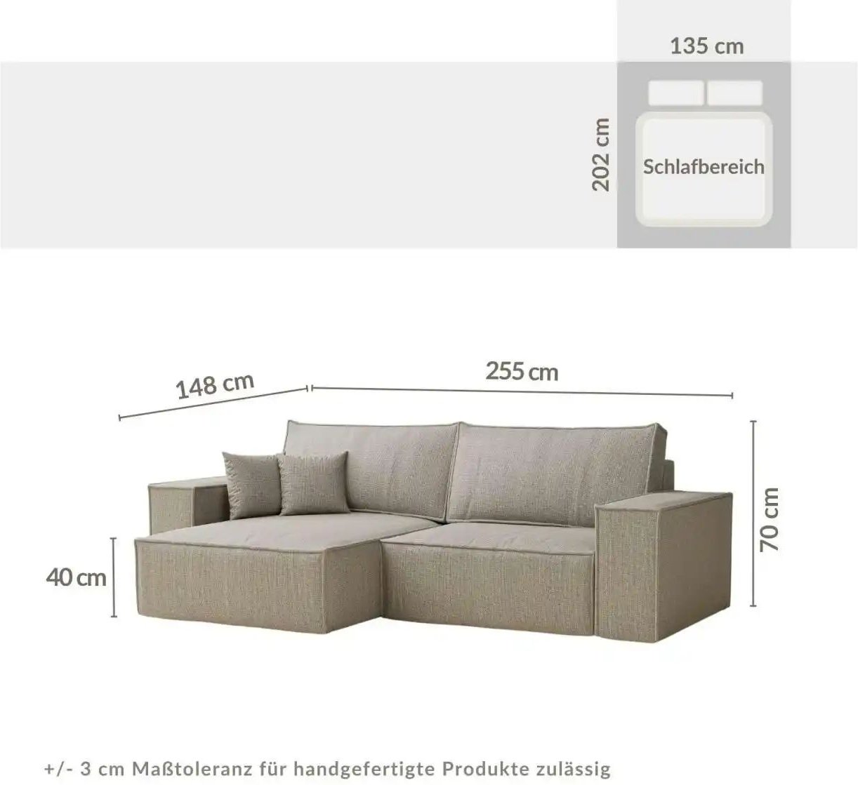 Ecksofa Zaya ¦ grau ¦ Maße (cm): B: 255 H: 70 Polstermöbel > Sofas > 3-Sitzer - Höffner