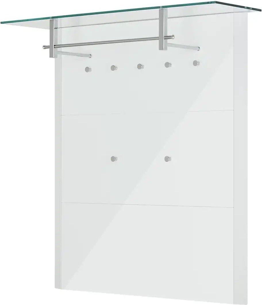 Wohnwert Garderobenpaneel Intro ¦ weiß ¦ Holzwerkstoff,Glas ¦ Maße (cm): B: 112 H: 117 T: 32.5 Garderoben & Kleiderstan...