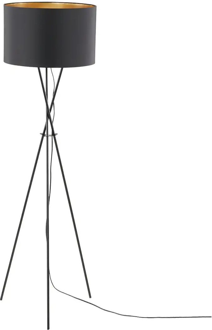 KHG Stehleuchte 1-flammig schwarz/goldfarben ¦ schwarz ¦ Maße (cm): H: 140 Ø: 40 Lampen & Leuchten > Stehlampen - H...