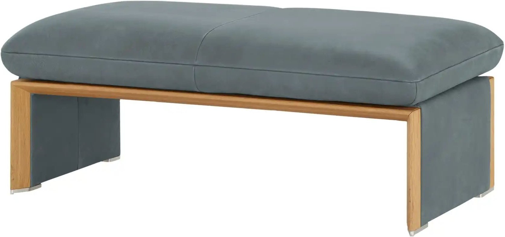 KOINOR Hockerbank mit Massivholzrahmen aus Wildeiche Humfrey ¦ blau ¦ Maße (cm): B: 120 H: 43 T: 60.0 Polstermöbel > Hoc...