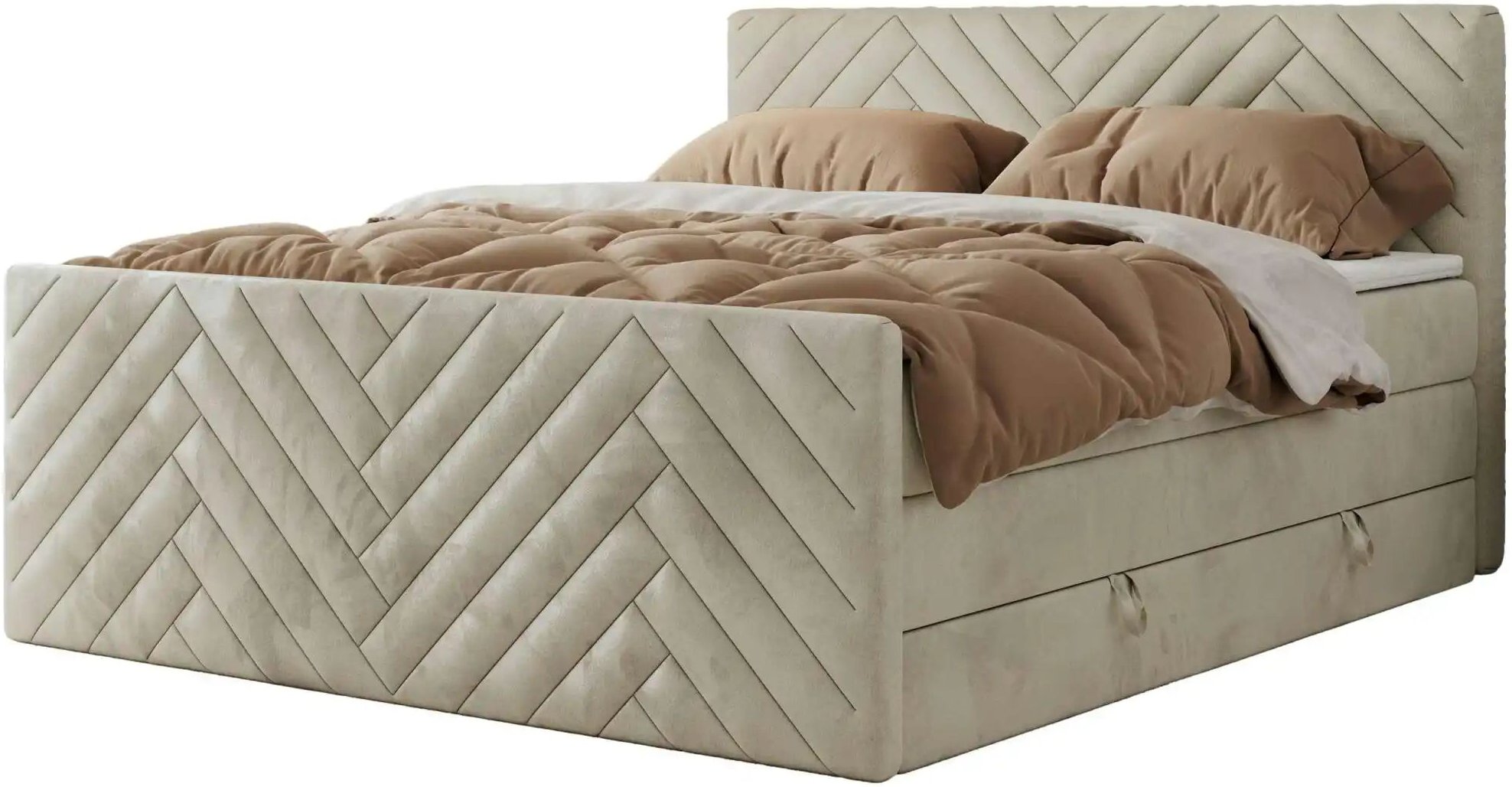 Thumbnail - Boxspringbett mit Bettkasten Paris King Duo ¦ beige ¦ Maße (cm): B: 161 H: 110 Betten > Boxspringbetten - Höffner