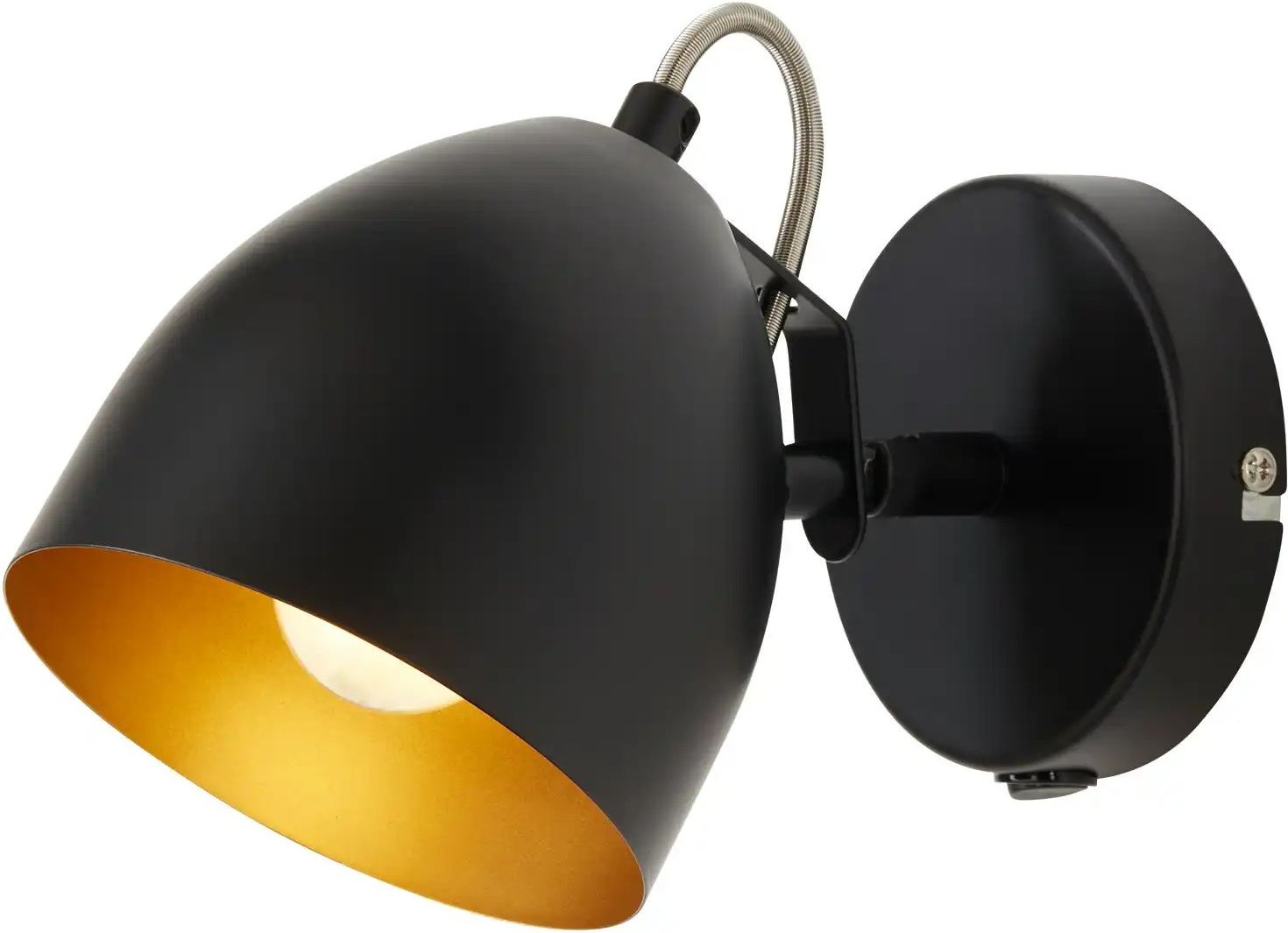 Thumbnail - KHG Wandstrahler 1-flammig schwarz innen goldfarben ¦ schwarz ¦ Maße (cm): H: 17 Ø: 12.2 Lampen & Leuchten > Wandle...