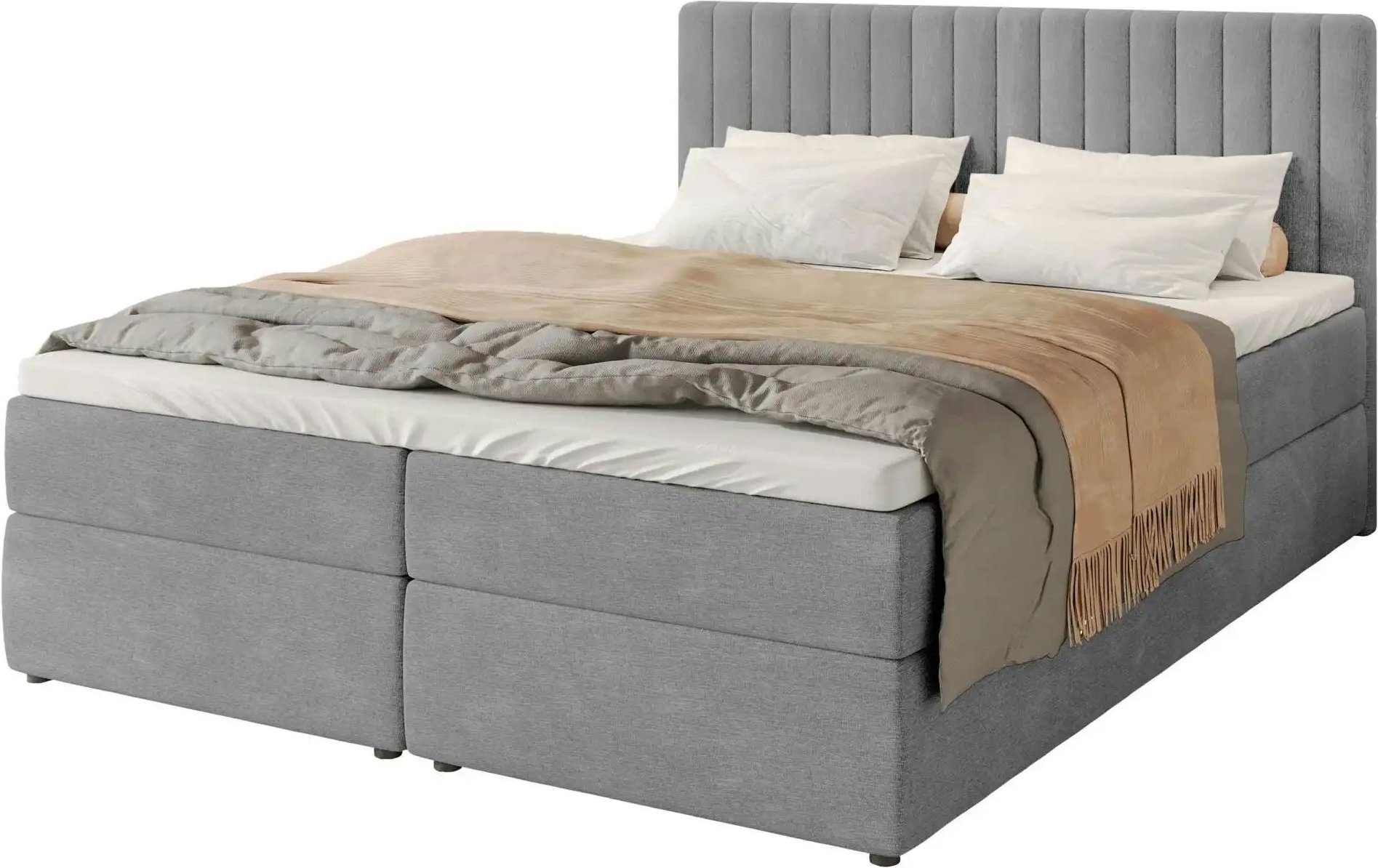 Boxbett mit Bettkasten und Topper Drayton ¦ grau ¦ Maße (cm): B: 140 H: 102 Betten > Polsterbetten - Höffner