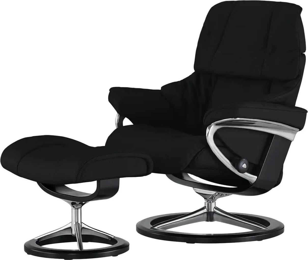 Stressless Relaxsessel mit Hocker Reno L ¦ schwarz ¦ Maße (cm): B: 92 H: 110 T: 80.0 Polstermöbel > Sessel > Fernsehses...