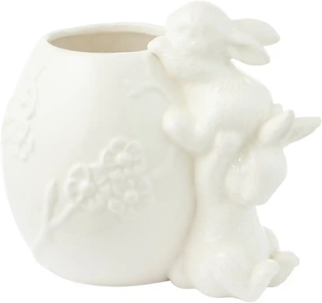 HOME STORY Vase mit Osterhase ¦ weiß ¦ Dolomite ¦ Maße (cm): B: 17,7 H: 15,7 T: 12.3 Oster-Artikel - Höffner