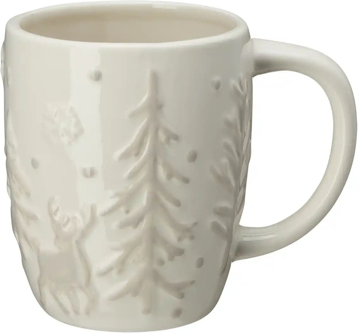 Thumbnail - HOME STORY Tasse mit Tannenmuster ¦ weiß ¦ Dolomite ¦ Maße (cm): B: 13 H: 10,5 T: 9.0 Geschirr > Einzelgeschirrteile -...