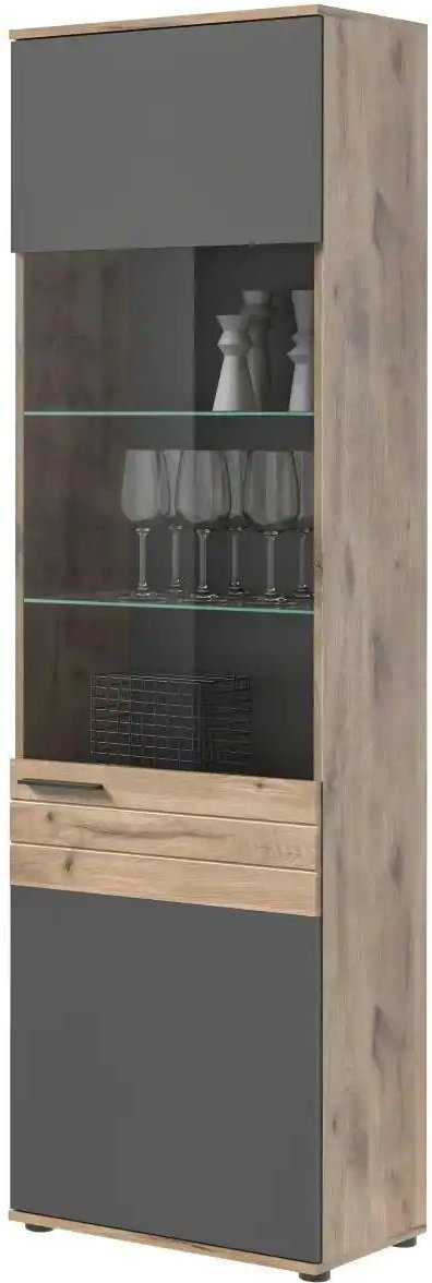 Vitrine Monsano ¦ grau ¦ Maße (cm): B: 57 H: 200 T: 37.0 Schränke > Vitrinen - Höffner