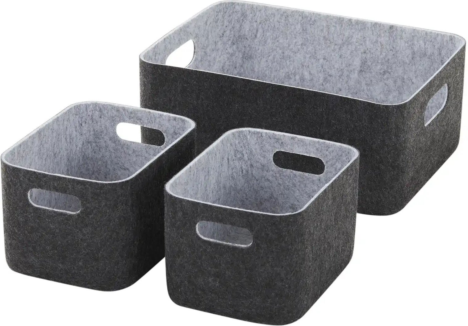 HOME STORY Filzkörbe 3er Set ¦ schwarz ¦ Filz ¦ Maße (cm): B: 33 H: 14 T: 25.0 Aufbewahrung > Körbe - Höffner