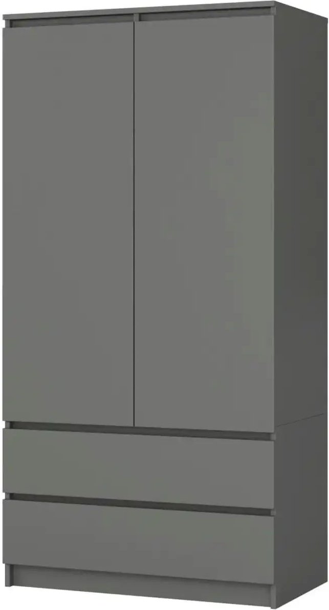 Drehtürenschrank mit 2 Schubladen Oda ¦ grau ¦ Maße (cm): B: 90 H: 180 Schränke > Kleiderschränke > Drehtürenschränke - ...