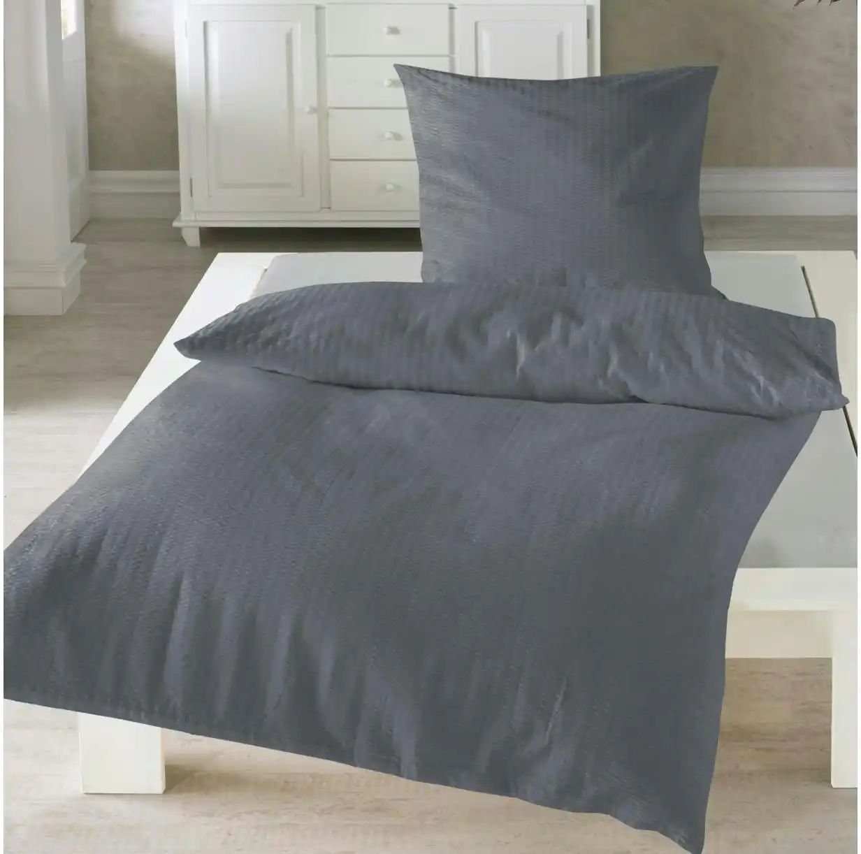 Bierbaum Seersucker Bettwäsche ¦ schwarz ¦ Maße (cm): B: 135 H: 1 Bettwaren > Bettwäsche > Bettwäsche ganzjährig - Höf...