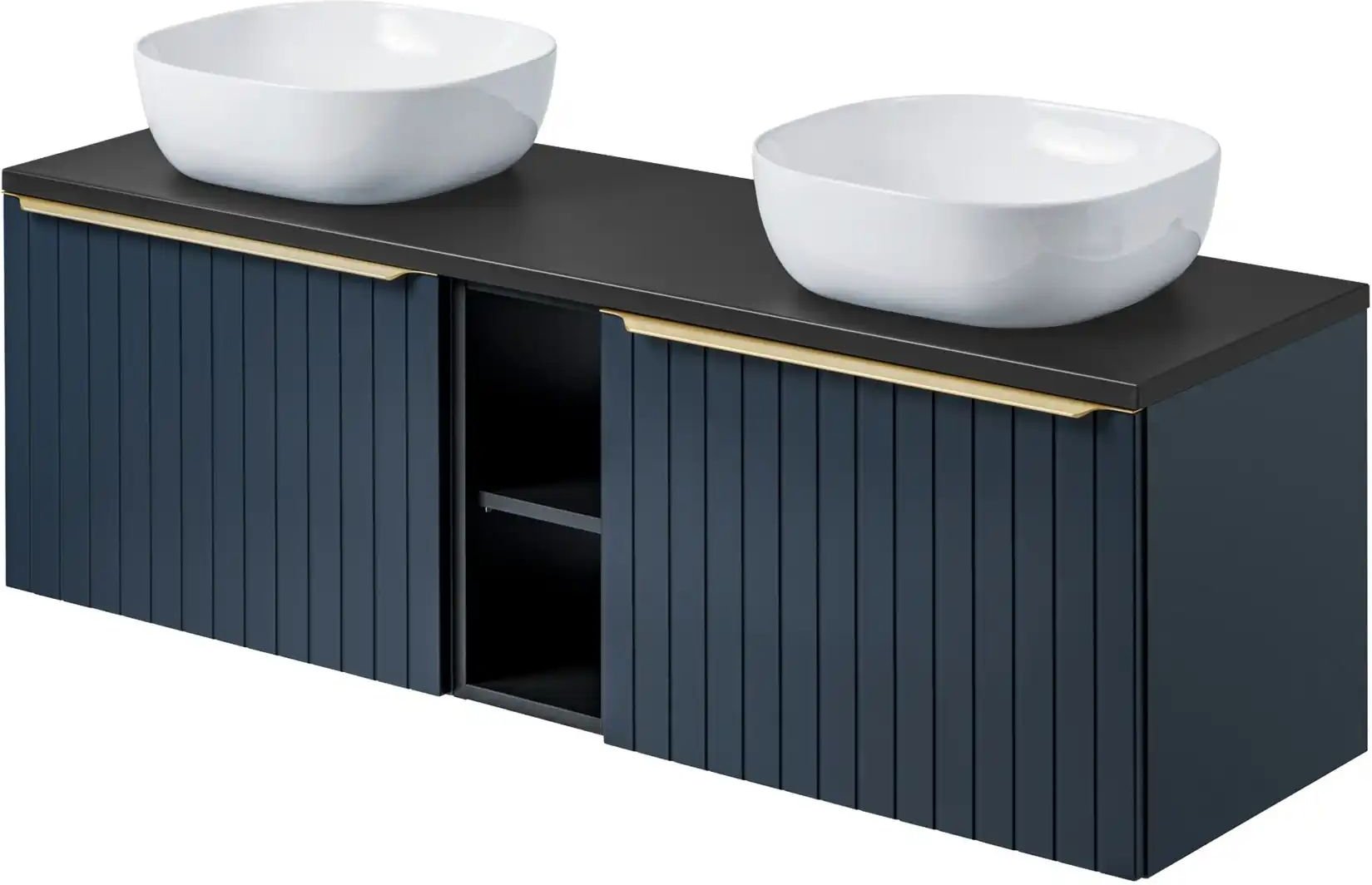 Waschtischkombination Sander See ¦ blau ¦ Maße (cm): B: 140,6 H: 59,2 T: 46.5 Schränke > Badschränke > Waschbecken-unte...