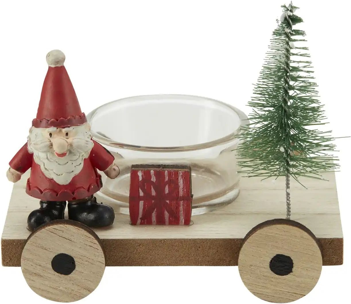 HOME STORY Teelichthalter Niko und Tanne ¦ holzfarben ¦ MDF,Polyresin (Kunstharz),Glas ¦ Maße (cm): B: 10 H: 7,5 T: 7....