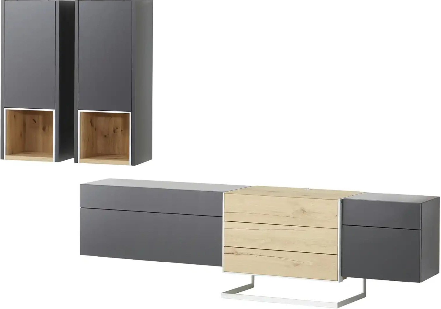 Thumbnail - Wohnwert Wohnwand Media Design ¦ schwarz ¦ Maße (cm): B: 273 H: 198 T: 48.0 Kommoden & Sideboards > Wohnwände - Höffner