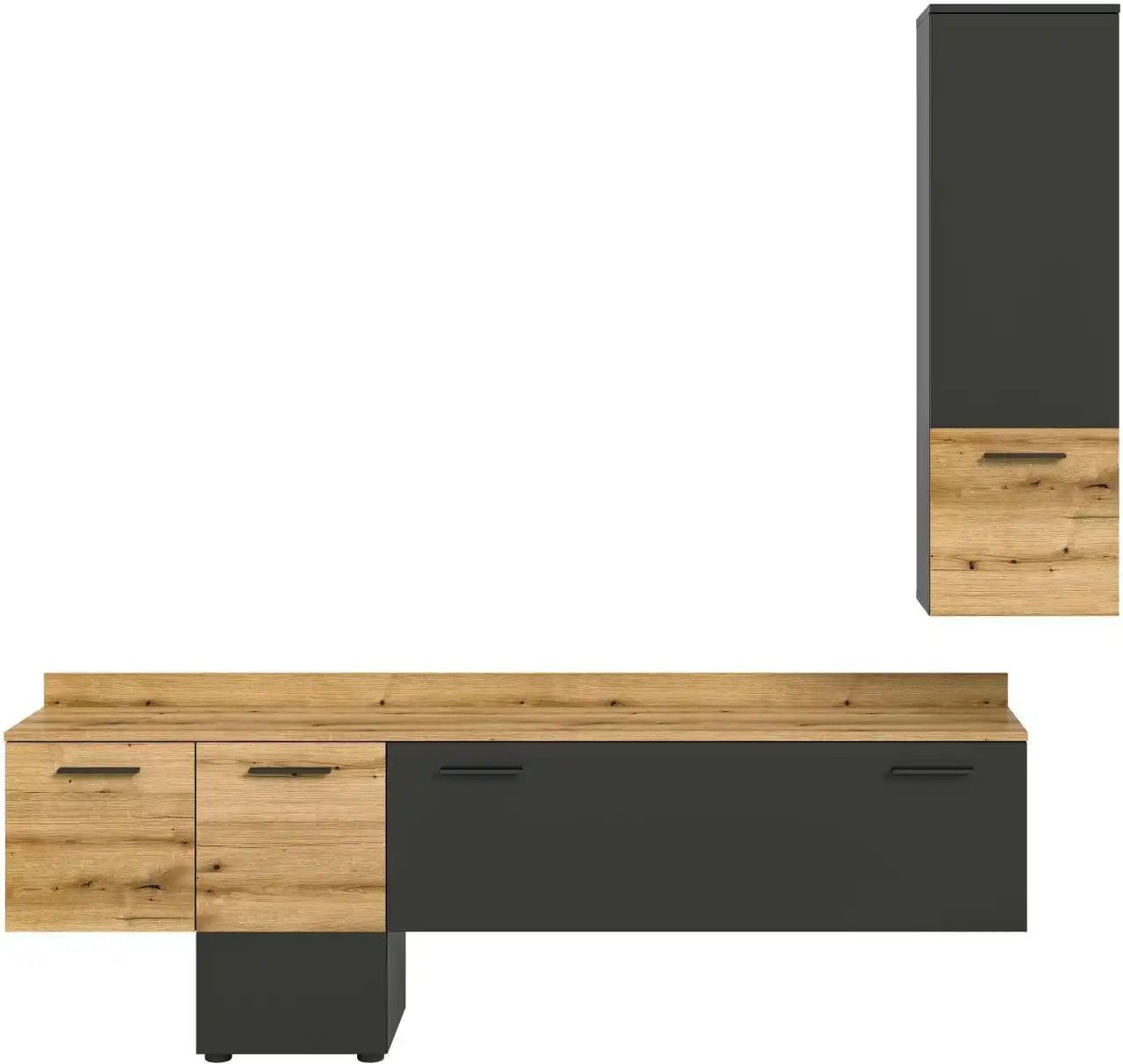 Wohnwand Gerhard ¦ grau ¦ Maße (cm): B: 195 H: 196 T: 37.0 Kommoden & Sideboards > Wohnwände - Höffner