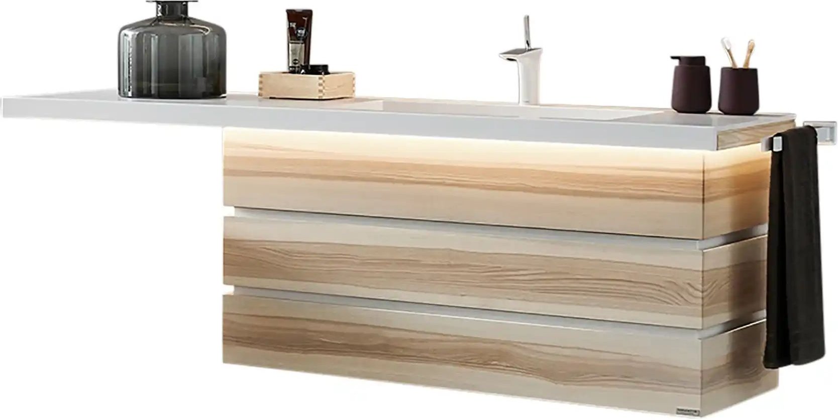 Waschtischkombination Fresh ¦ holzfarben ¦ Maße (cm): B: 176,8 H: 67,4 T: 50.0 Schränke > Badschränke > Komplett-Badkom...