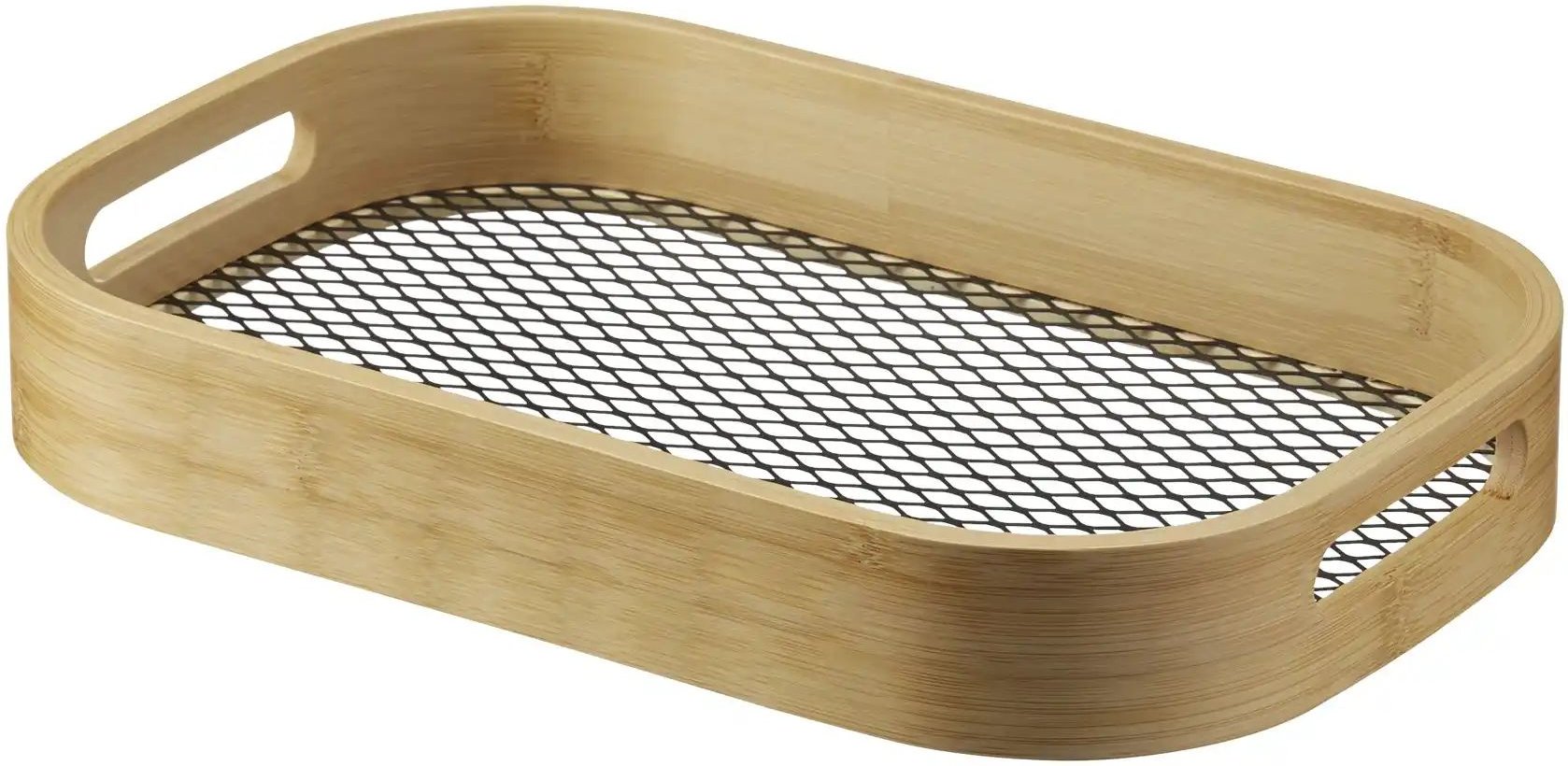 KHG Serviertablett ¦ holzfarben ¦ Bambus,Metall ¦ Maße (cm): B: 22,5 H: 4,6 Küchenzubehör & Helfer > Tabletts & Etager...