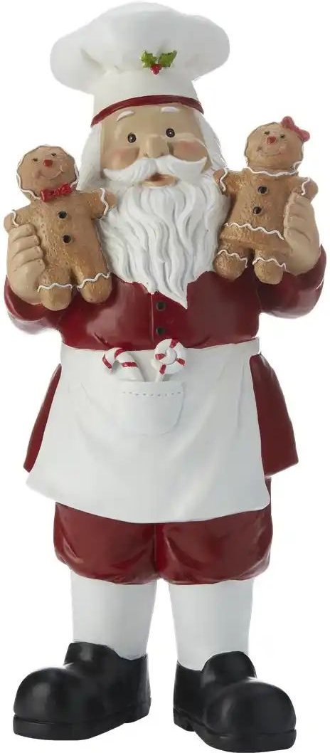 HOME STORY Dekofigur Santa mit Lebkuchen ¦ rot ¦ Polyresin (Kunstharz),Stein ¦ Maße (cm): B: 19 H: 42 T: 16.0 Weihnach...