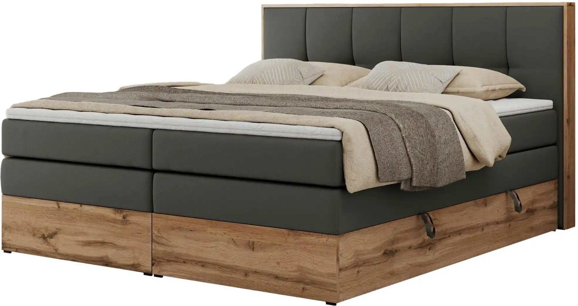 Boxspringbett mit Bettkasten Albero 1 King ¦ grau ¦ Maße (cm): B: 148 H: 113 Betten > Boxspringbetten - Höffner