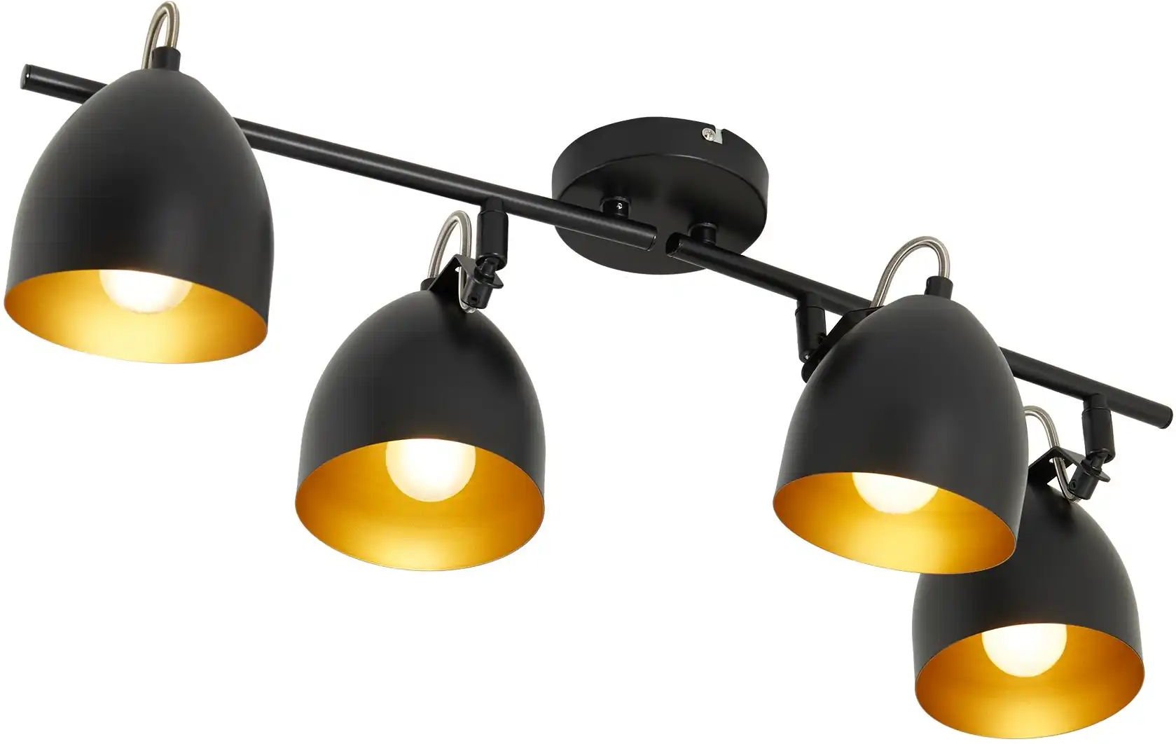 KHG Deckenstrahler 4-flammig schwarz innen goldfarben ¦ schwarz ¦ Maße (cm): B: 50 H: 17 T: 12.2 Lampen & Leuchten >...