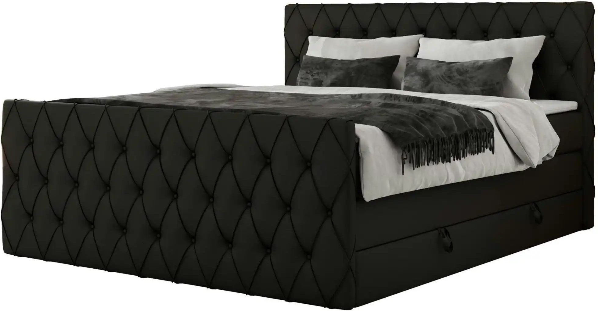 Boxspringbett mit Bettkasten Miren King Duo ¦ schwarz ¦ Maße (cm): B: 181 H: 110 Betten > Boxspringbetten - Höffner
