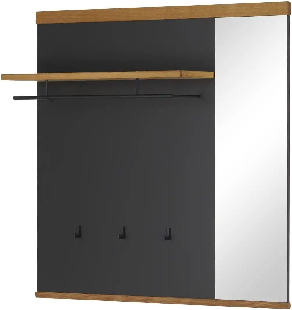 Thumbnail - Garderobenpaneel Mirow ¦ schwarz ¦ Holzwerkstoff,Glas,Massivholz ¦ Maße (cm): B: 110 H: 111 T: 30.0 Garderoben & Kleide...